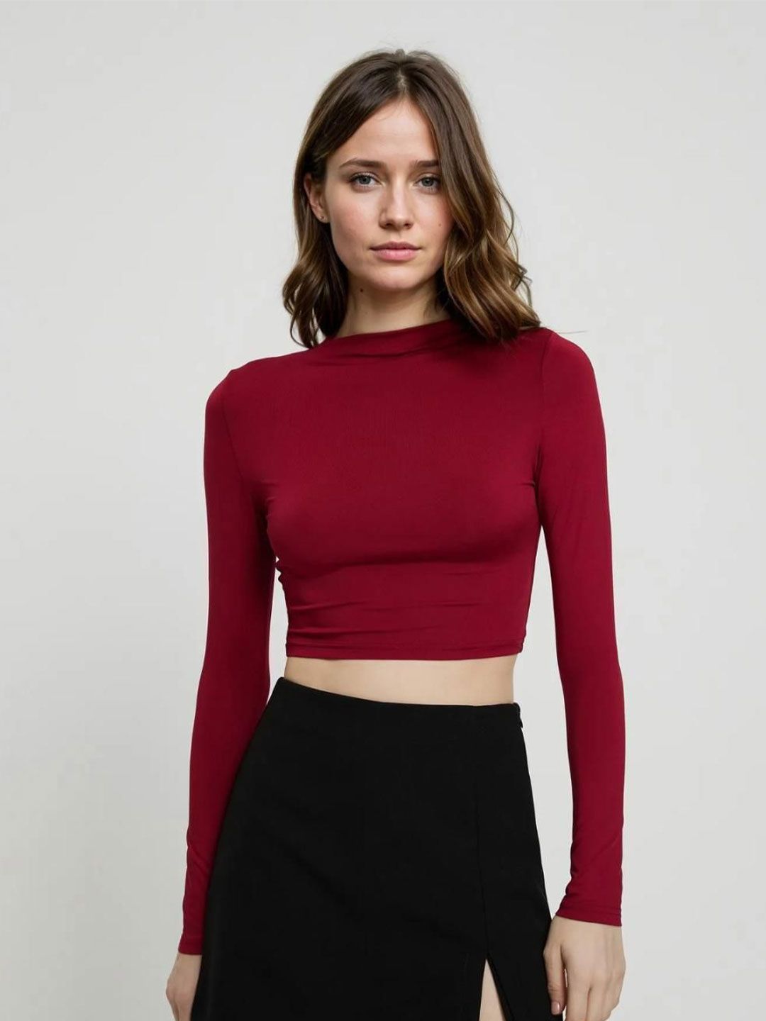Kotty High Neck Fitted Crop Top