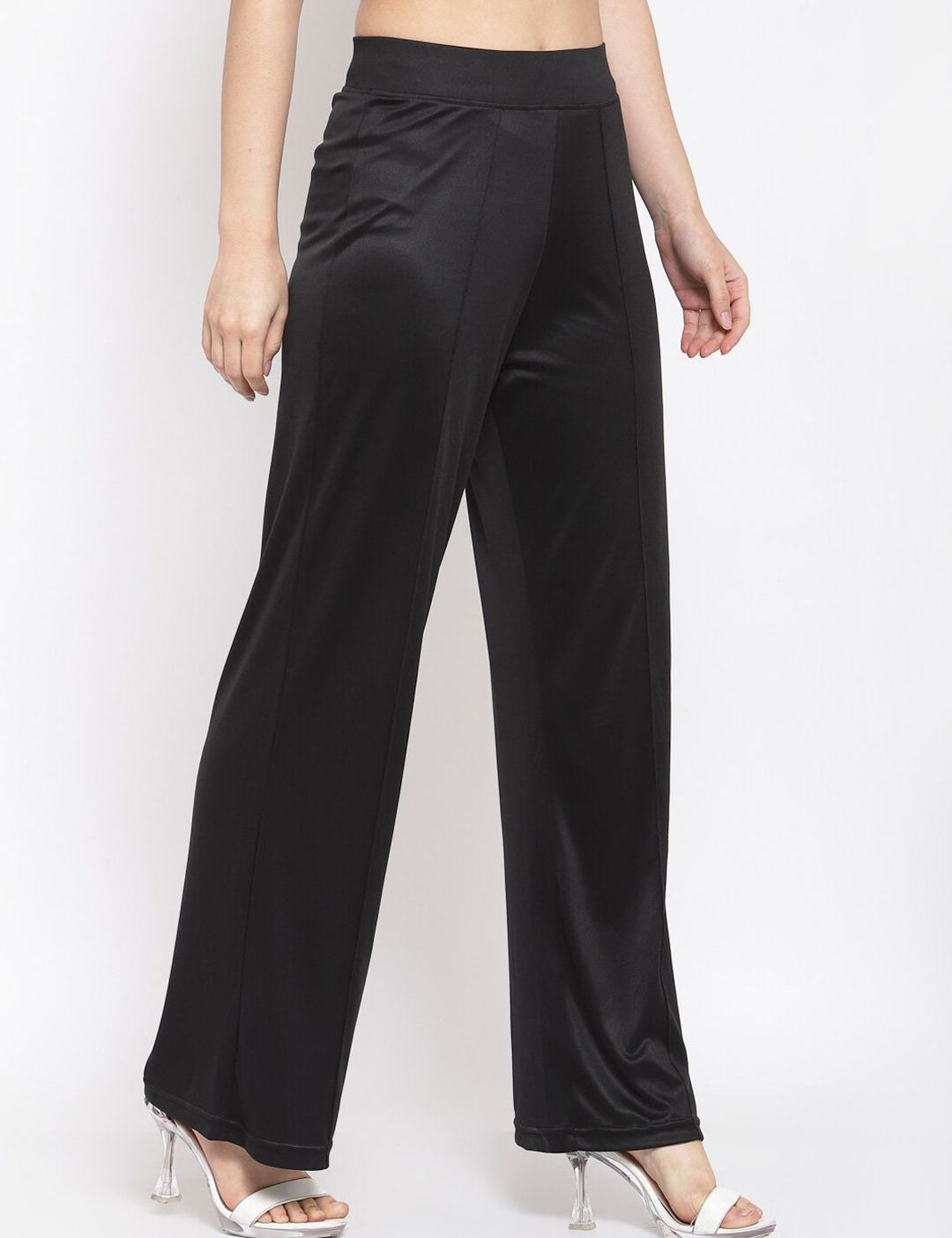Kotty Women Black Flared High-Rise Bootcut Trousers