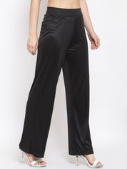 Kotty Women Black Flared High-Rise Bootcut Trousers