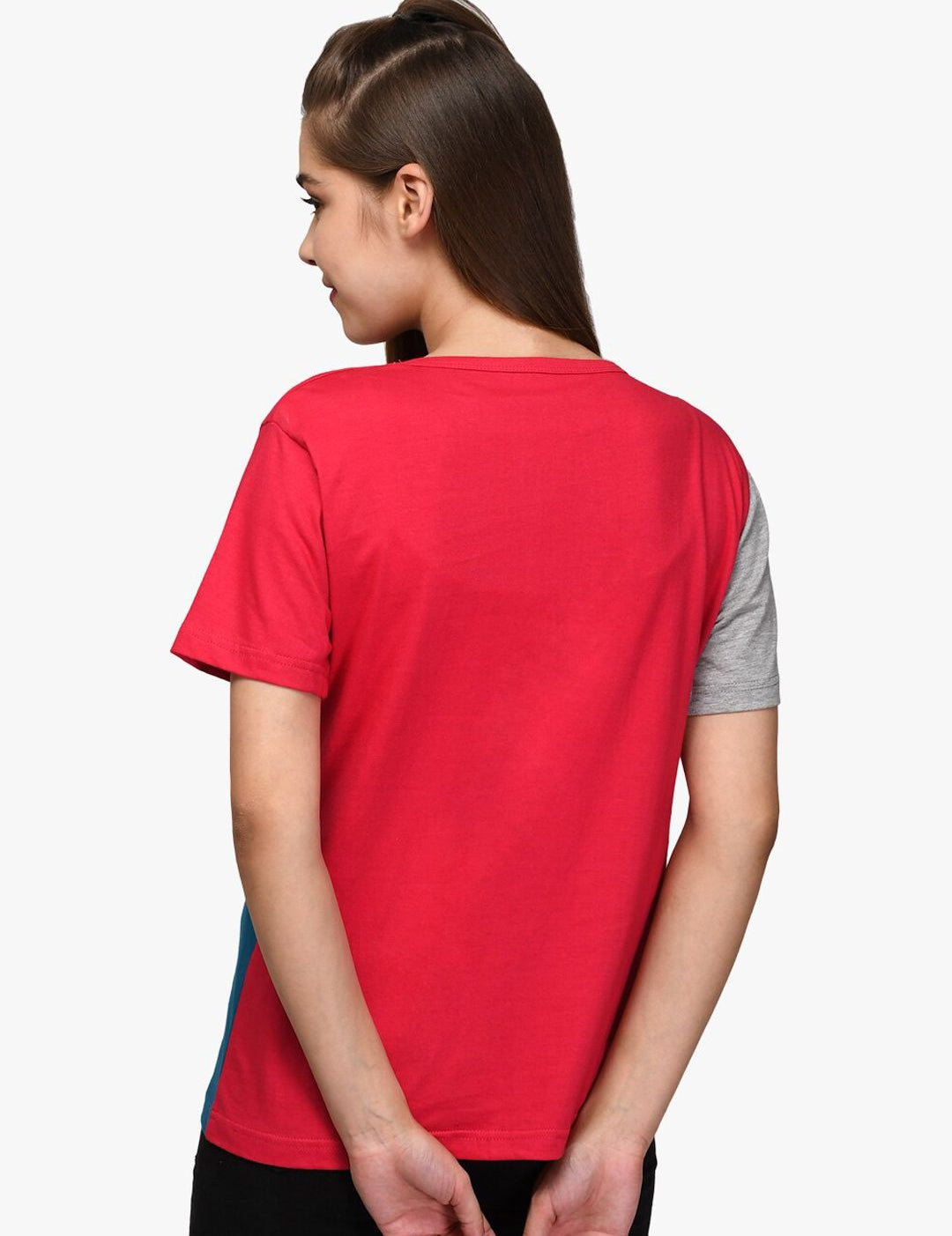 Kotty Women Pack of 2 Colourblocked Round Neck Pure Cotton T-shirts