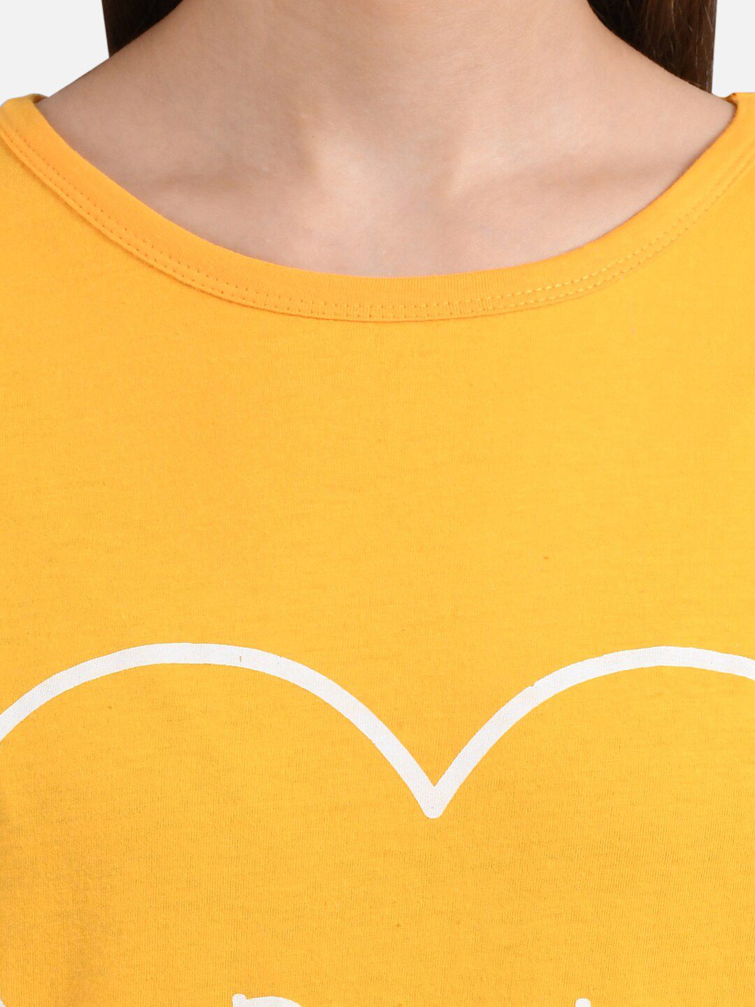 Kotty Women Yellow Printed Round Neck T-shirt
