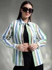 Kotty Women Spread Collar Graphic Printed Cotton Casual Shirt