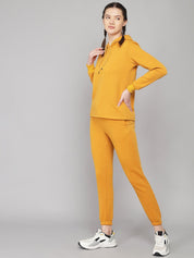 Kotty Women Mustard Solid Hooded Sweatshirt & Pants