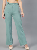 KOTTY BIZwear Basics Women Relaxed Straight Leg Straight Fit High-Rise Easy Wash Trousers
