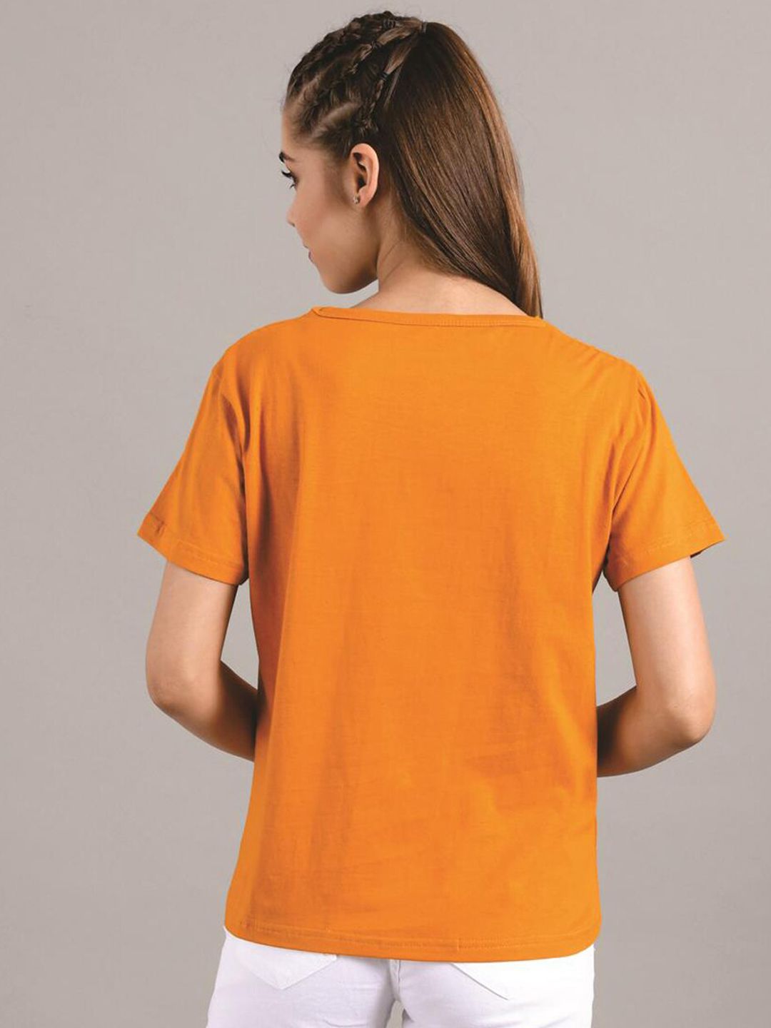 Kotty Women Yellow Printed Round Neck T-shirt