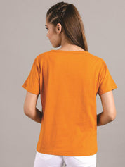 Kotty Women Yellow Printed Round Neck T-shirt