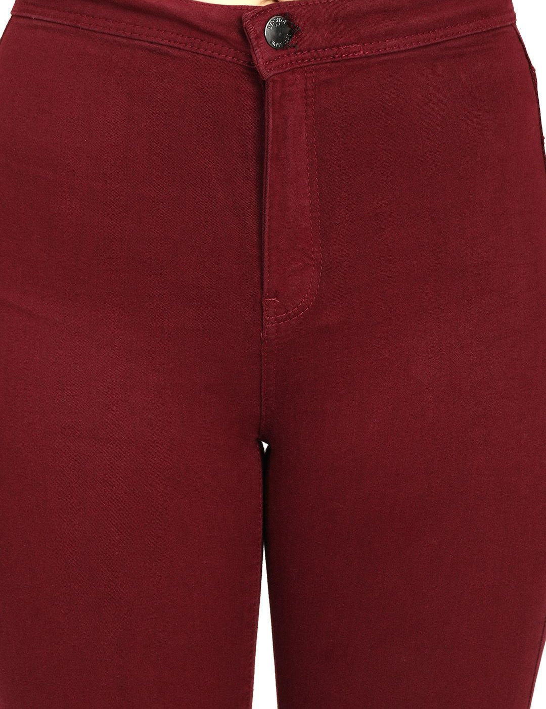 Kotty Women Maroon Skinny Fit High-Rise Clean Look Jeans