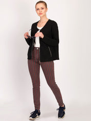 Kotty Women Black Self Design Open Front Jacket