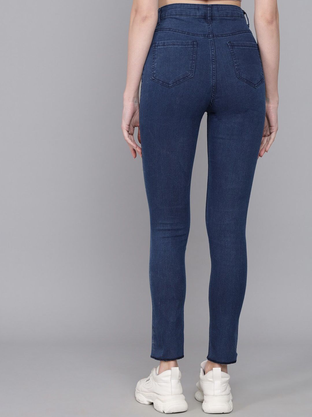 Kotty Women Blue Jean Skinny Fit High-Rise Low Distress Stretchable Jeans