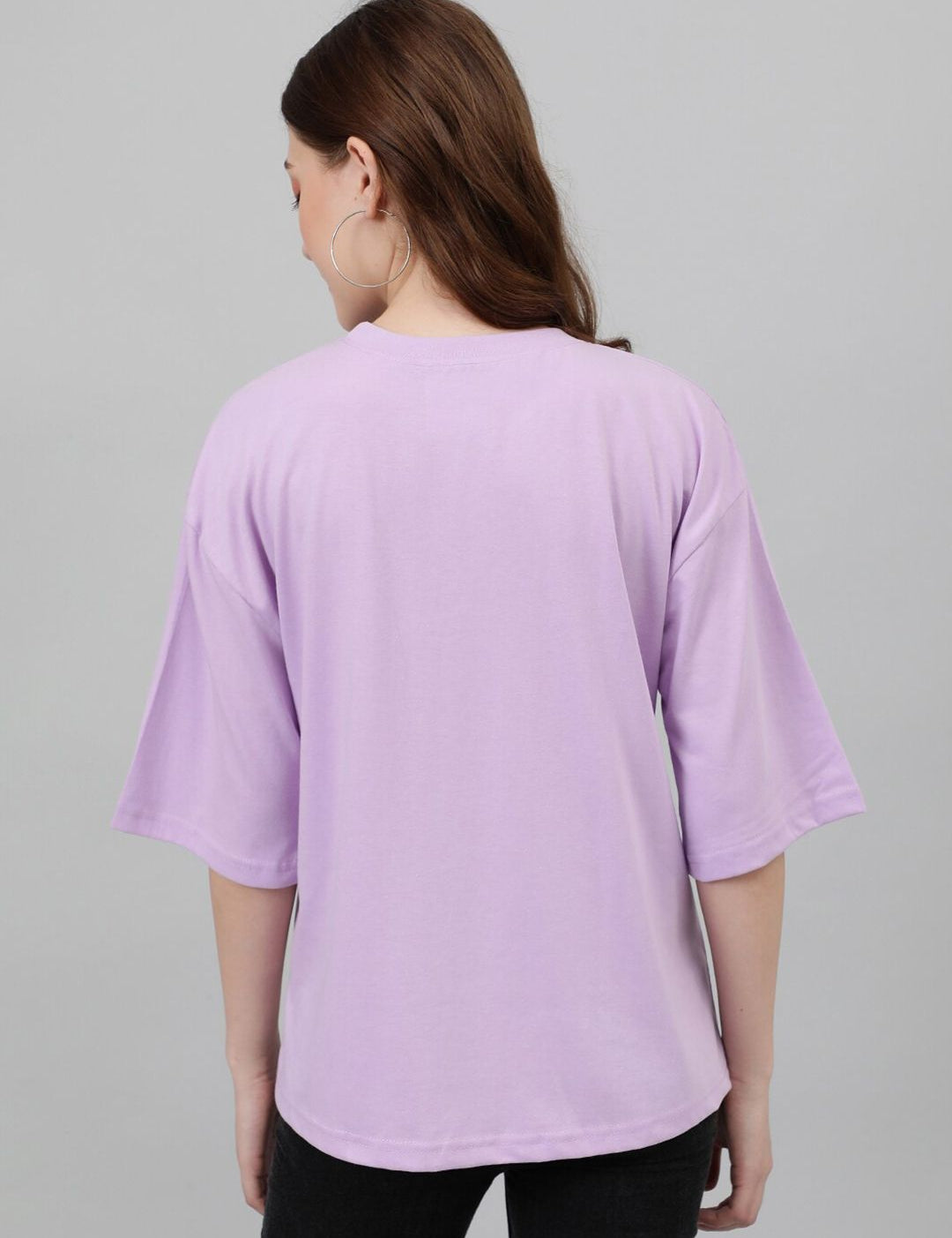 Kotty Oversized Typography Printed Drop-Shoulder Sleeves Casual T-shirt