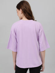 Kotty Oversized Typography Printed Drop-Shoulder Sleeves Casual T-shirt