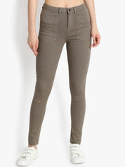 Kotty Women Taupe Skinny Fit High-Rise Slash Knee Jeans