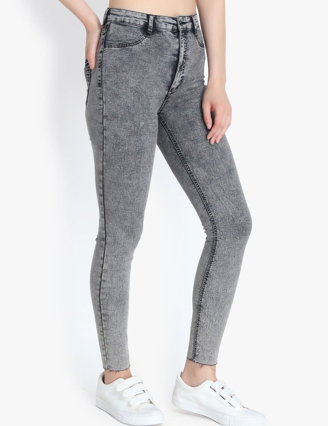 Kotty Women Charcoal Grey Skinny Fit High-Rise Clean Look Jeans