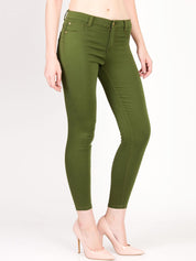 Kotty Women Olive Green Skinny Fit High-Rise Clean Look Jeans