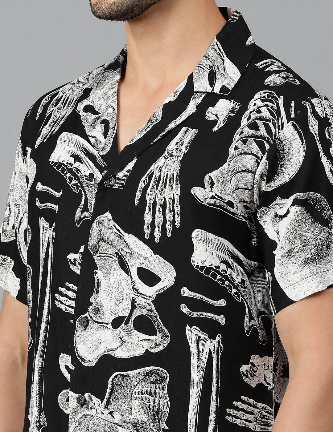 Kotty Men Cuban Collar Conversational Printed Casual Shirt