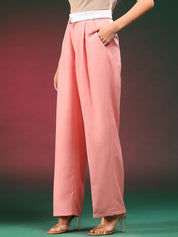 Kotty Women Solid Relaxed Straight Fit Mid-Rise Pleated Regular Trousers