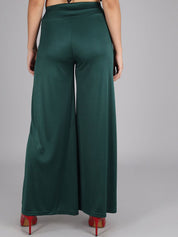 Kotty Women Olive Green Flared High-Rise Parallel Trousers