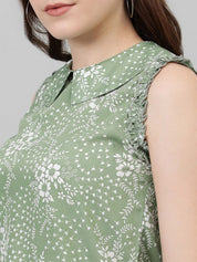 Kotty Green Floral Printed Peter Pan Collar Top