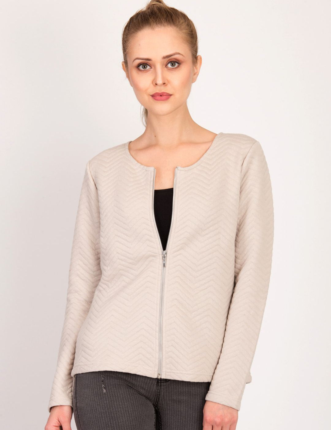 Kotty Women Pink Self Design Open Front Jacket