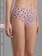 Kotty Women Pack Of 3 Printed Cotton Hipster Briefs