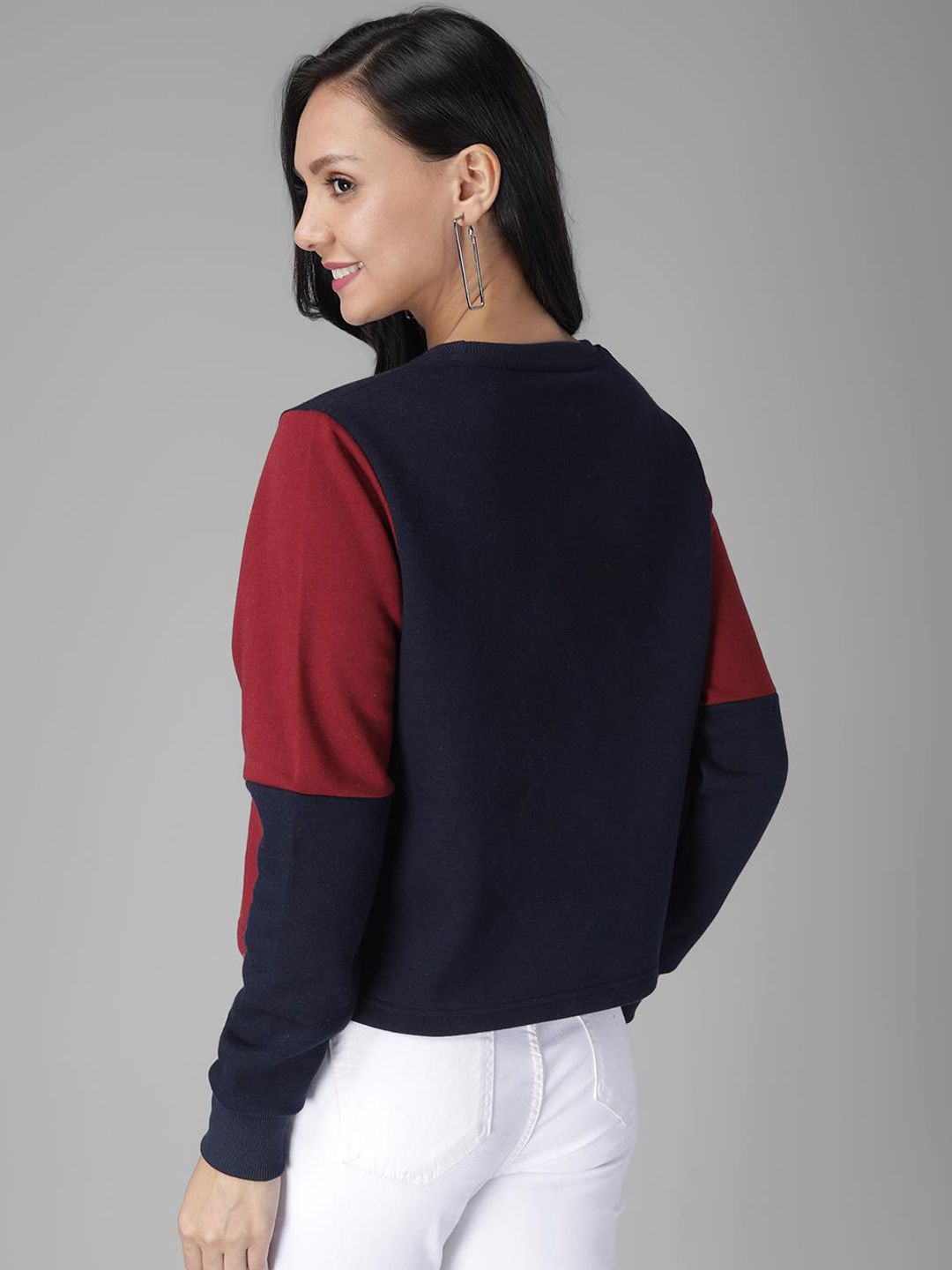 Kotty Women Maroon & Blue Colourblocked Sweatshirt