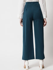 Kotty Women Green Relaxed Straight Fit High-Rise Trousers