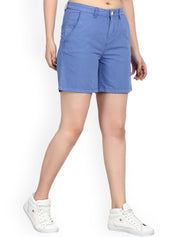 Kotty Women Blue Solid Regular Fit Regular Shorts