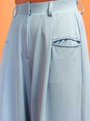 Stylecast X KOTTY BIZwear Blue Relaxed High-Rise Parallel Trousers