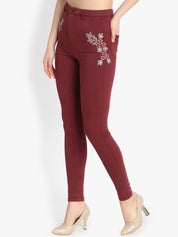 Kotty Women Maroon High-Rise Clean Look Stretchable Skinny Fit Jeans