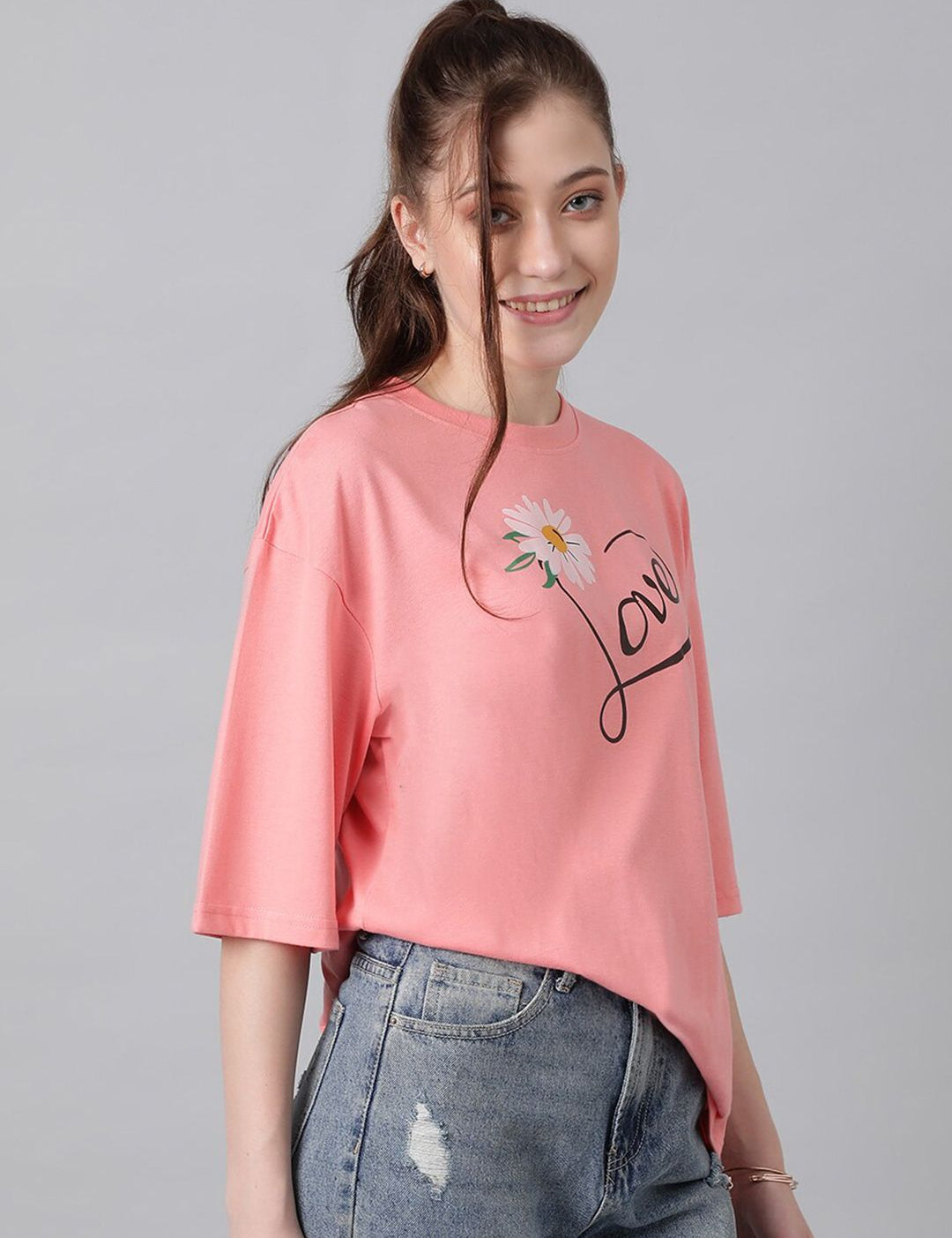 Kotty Typography Printed Oversized T-shirt