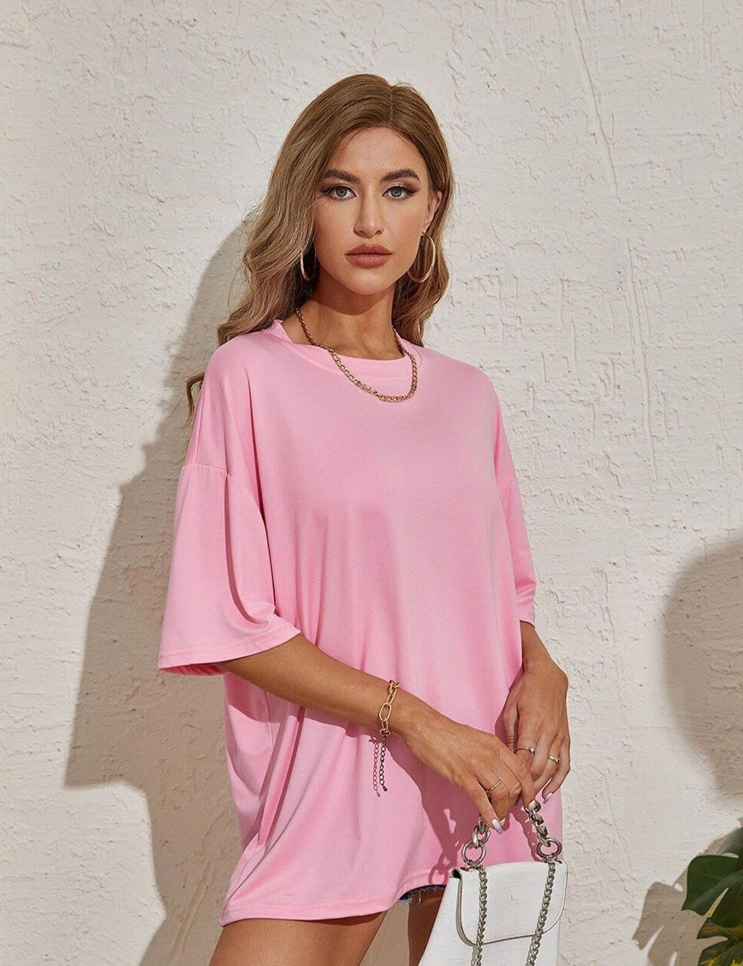 Kotty Drop Shoulder Cotton Longline Oversize T-shirt