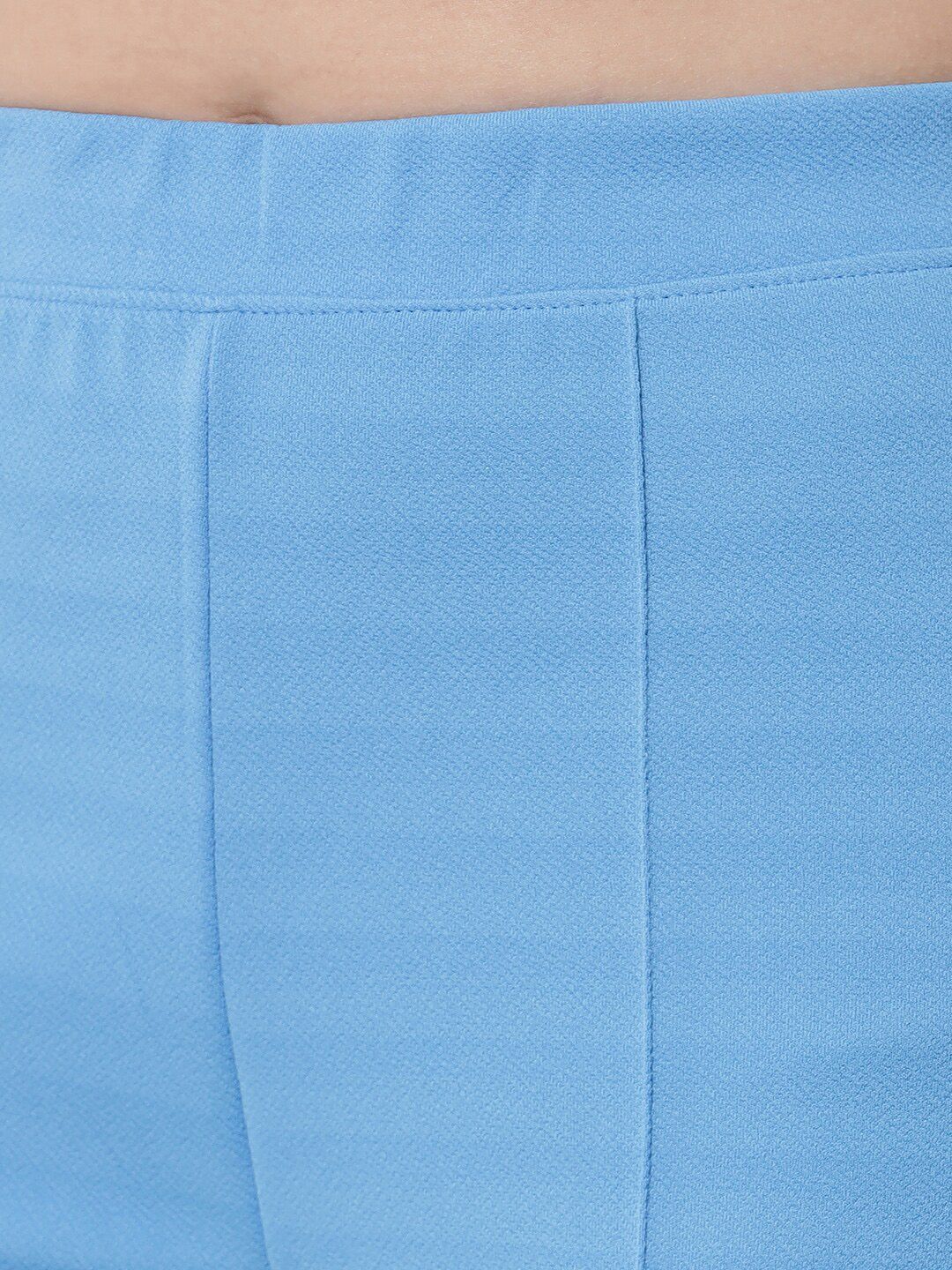 Kotty Women Blue Solid Relaxed Straight Fit Parallel Trousers