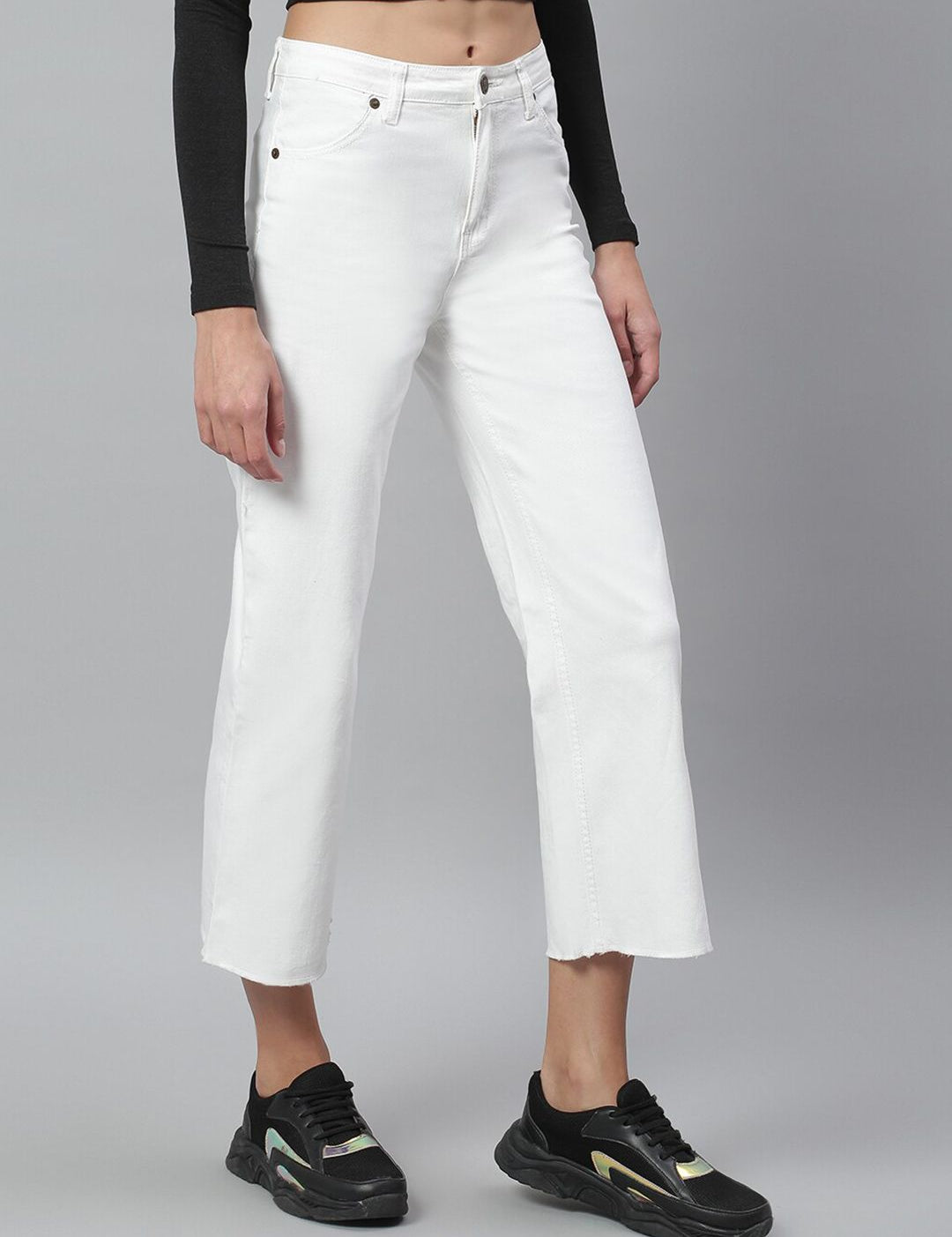 Kotty Women White Regular Fit Mid-Rise Clean Look Stretchable Jeans