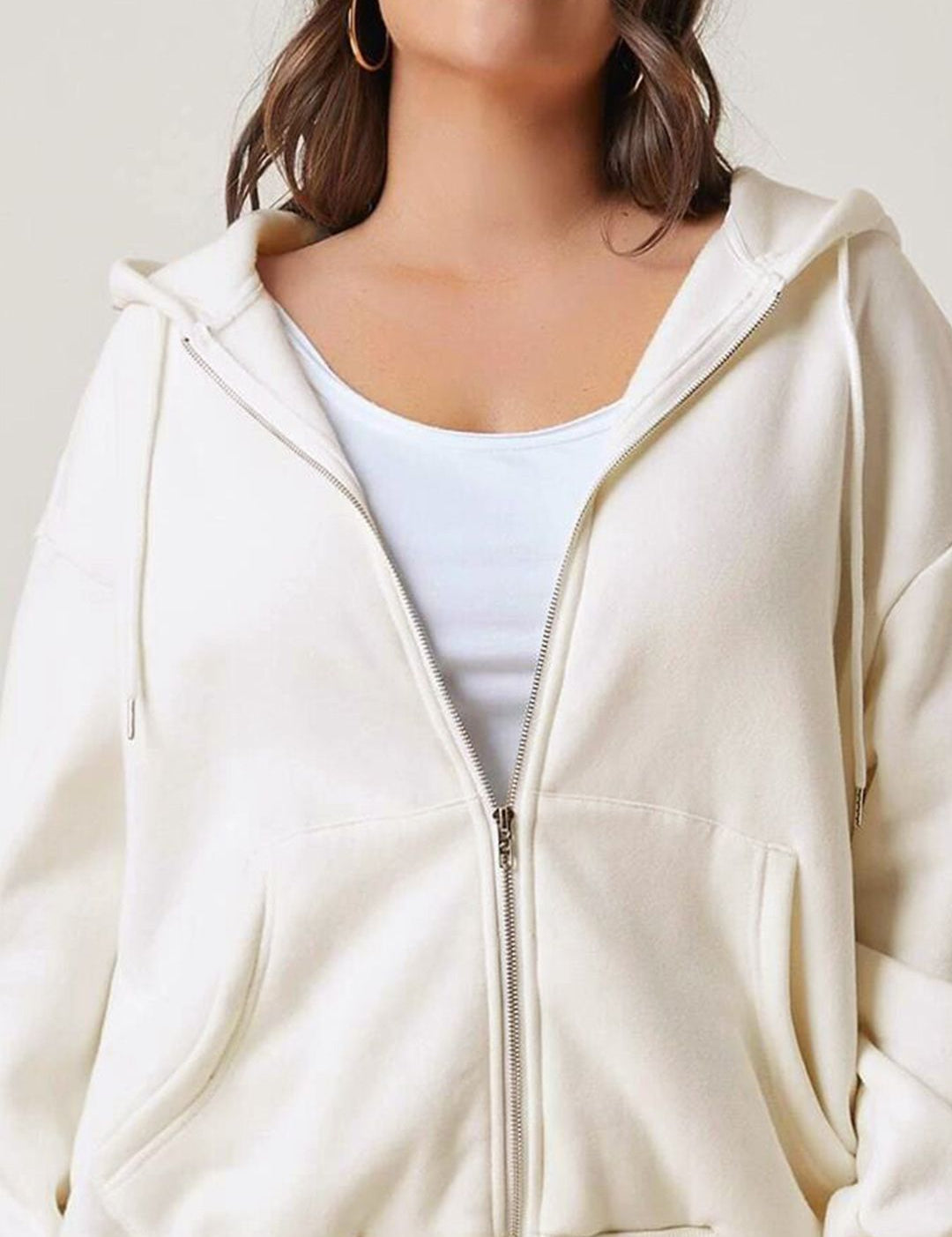 Kotty Plus Size Hooded Fleece Front-Open Sweatshirt