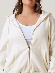 Kotty Plus Size Hooded Fleece Front-Open Sweatshirt