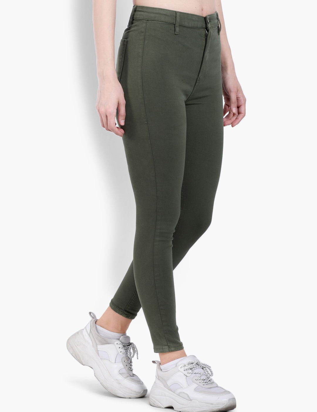 Kotty Women Olive Green Skinny Fit High-Rise Clean Look Stretchable Jeans