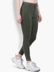 Kotty Women Olive Green Skinny Fit High-Rise Clean Look Stretchable Jeans
