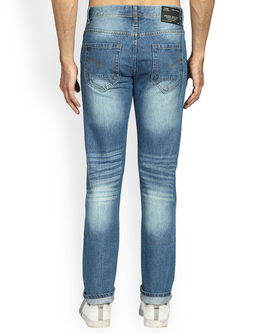 Kotty Men Blue Slim Fit Mid-Rise Low Distress Stretchable Jeans