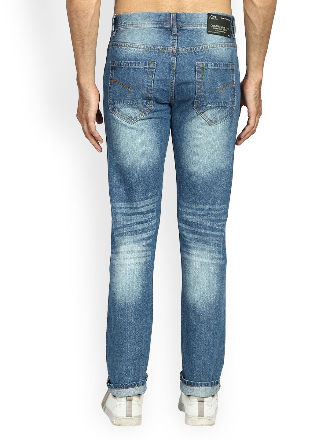 Kotty Men Blue Slim Fit Mid-Rise Low Distress Stretchable Jeans