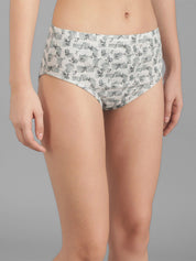 Kotty Women White & Grey Printed Hipster Briefs KTTWOMENSPANTY375