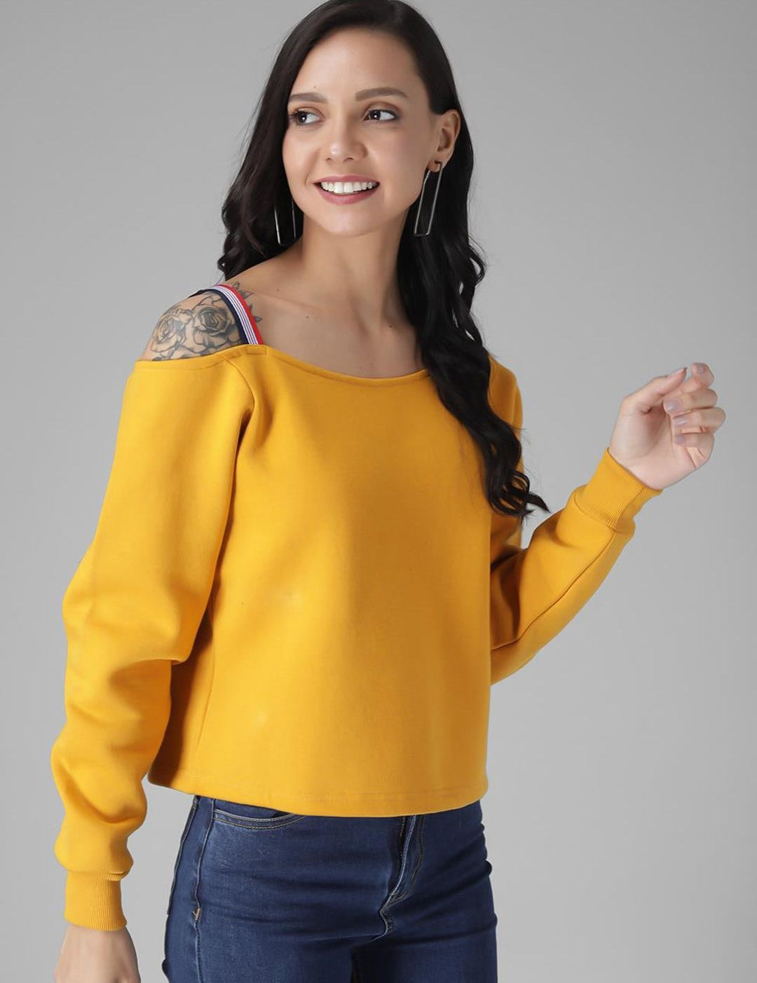 Kotty Women Yellow Solid Sweatshirt