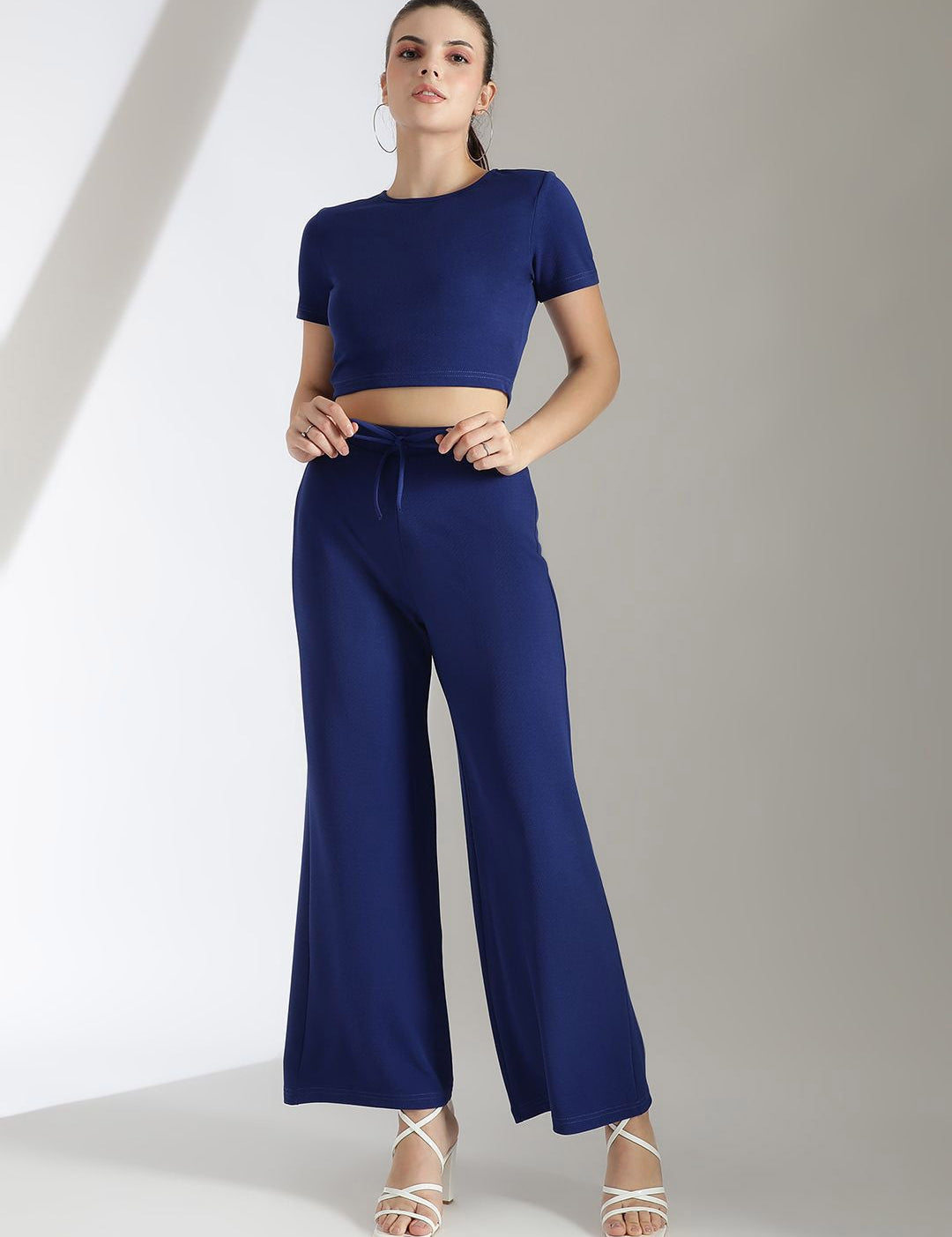 Kotty Blue Round Neck Top With Trouser  