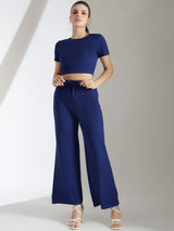 Kotty Blue Round Neck Top With Trouser