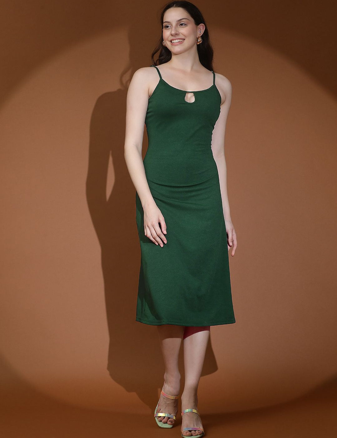 Kotty Women Solid A-Line Midi Dress