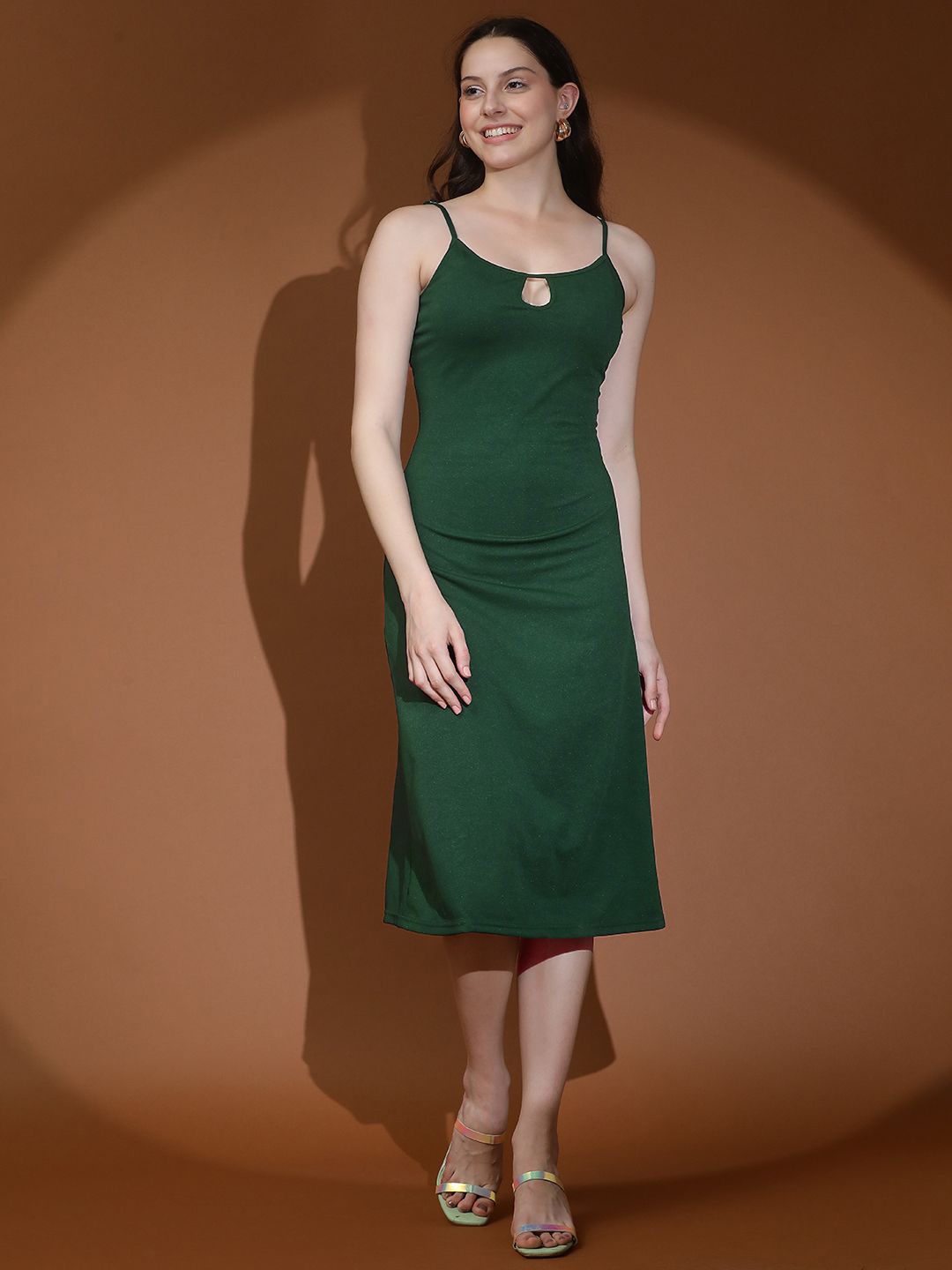 Kotty Women Solid A-Line Midi Dress