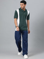 Kotty Men Colourblocked Polo Collar T-shirt