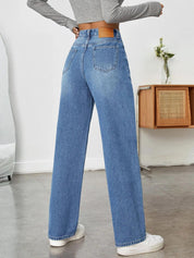 Kotty Women Jean Wide Leg Light Fade High-Rise Stretchable Jeans