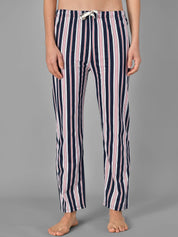 Kotty Women Blue & White Striped Night Suit