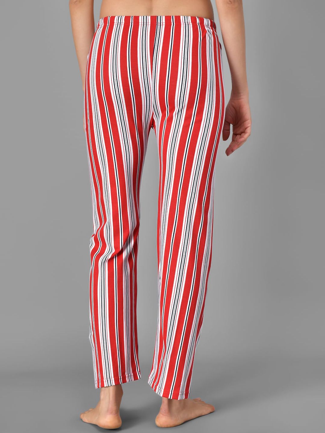Kotty Women Red & White Striped Night Suit