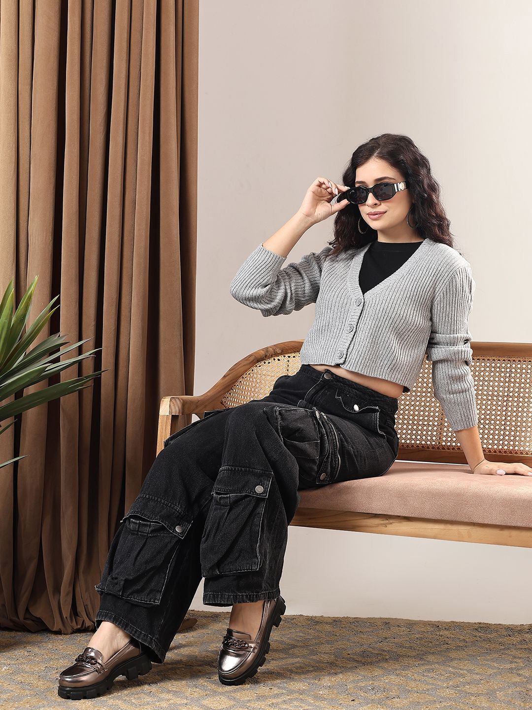 Kotty Women Ribbed Crop Cardigan